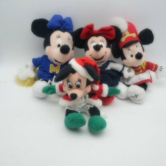 Lot of Vintage Minnie Mouse Disney Store Bean Bag Plush Claus Cheerleader Ruby - Picture 1 of 16